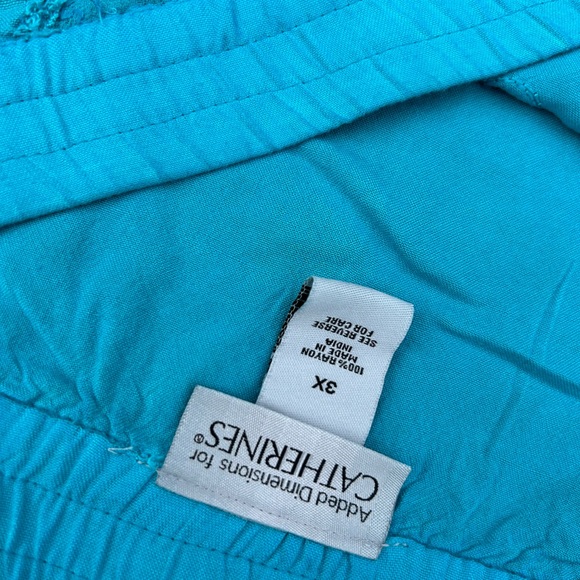 Added Dimensions Catherines Skirt Women Size 3X Rayon Blue Fairy Embroidered - Picture 4 of 8